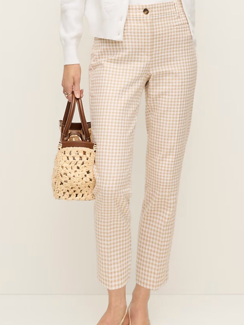 Ann Taylor Cotton Crop Pant in Gingham